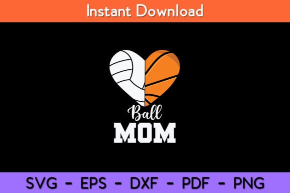 Ball Mom Heart Funny Volleyball: A Versatile Graphics Asset for Crafts