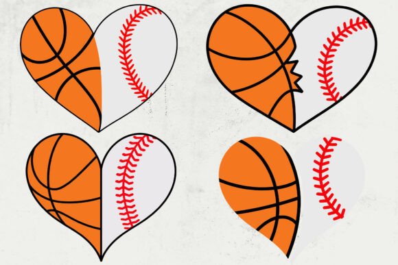Basketball SVG and Baseball SVG: A Half Heart Design for Crafts