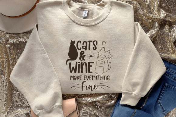 Cats and Wine Make Everything Fine SVG: A Versatile Graphic for Crafters