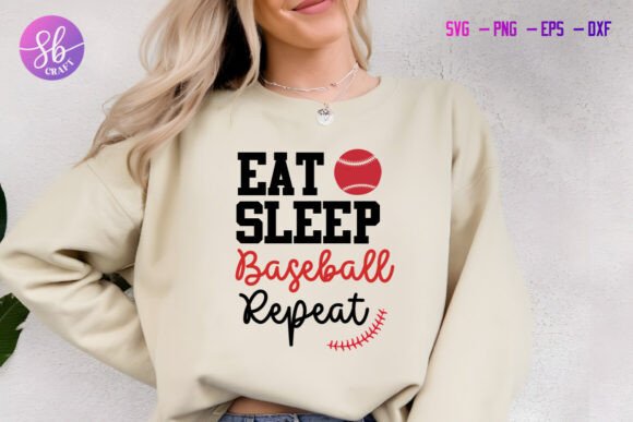 Eat Sleep Baseball Repeat: A Versatile Graphic Design Asset for Crafts and Merch