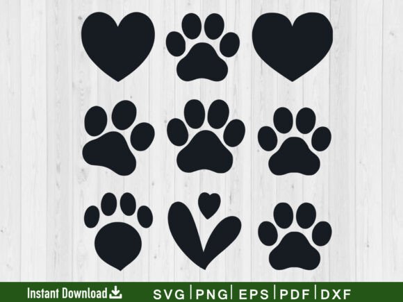 Heart Paw Svg Bundle, Animal Paw Svg