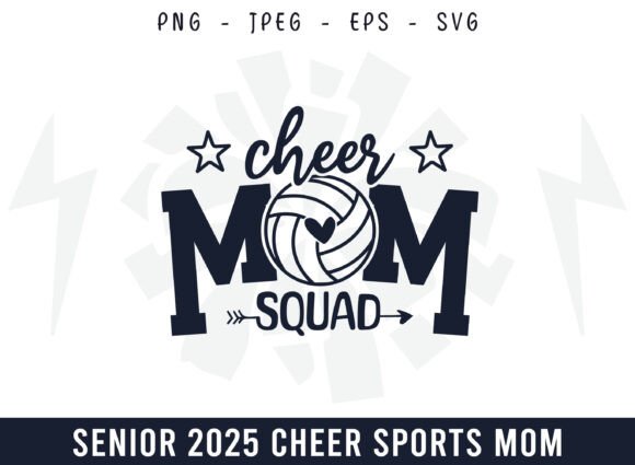 Proud Cheer Volleyball Mom Squad Design: A Vibrant Graphic Asset for Crafts and Branding